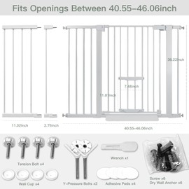 SHYUJAJIE 37 Inch Tall Baby Gate with Small Cat Door, Adjustable 29.55" and 46.06", Auto Close Safety Child Gate for Stairs, Doorway, House, Pressure Mounted