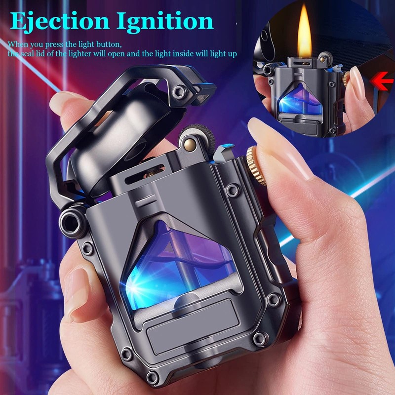 Trench Lighter Cool Steampunk Kerosene Lighter with Blue LED Light,