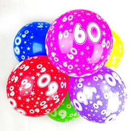 Happium 10 x Balloons 12 Inch Party Birthday Anniversary (Number 60)