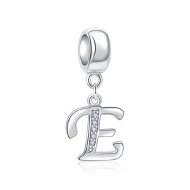 SOUKISS Letter E Charm Sterling Silver 925 Initial A-z Alphabet Beads Name Charm for Bracelet Charms