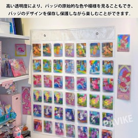 PAVIKE Card Holder Wall Mount (42 Pockets), Photo Display Holder, Postcard Storage, Wall Pocket, Holds 42 Cards Viewing, Transparent, Protects Cards, Scratch-Resistant, Hanging, Large Capacity, Space