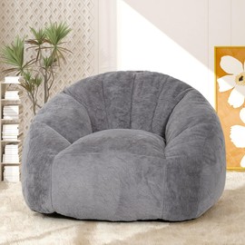 KOZIDO Giant Bean Bag Chair, Lazy Sofa Bean Bag for Teens Adults, Shell Shaped Big Comfy Sofa with Armrests for Bedroom Living Room, Bean Bag Lazy Chair for Gaming, Reading - Grey