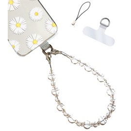 Hidden Hollow Beads Cell Phone Charm Wrist Strap Tether tab Wristlet Anti-Drop Hands Free fits Most Cases and Accessories (Crystal) (Crystal)