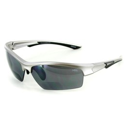 Aloha Eyewear Stone Creek MX2 Bifocal Sunglasses for Men – Wrap-Around Sport Safety Readers with Flash Mirror UV400 Lenses – Ideal for Golf, Driving, Fishing & Outdoor Work (Silver +1.50)