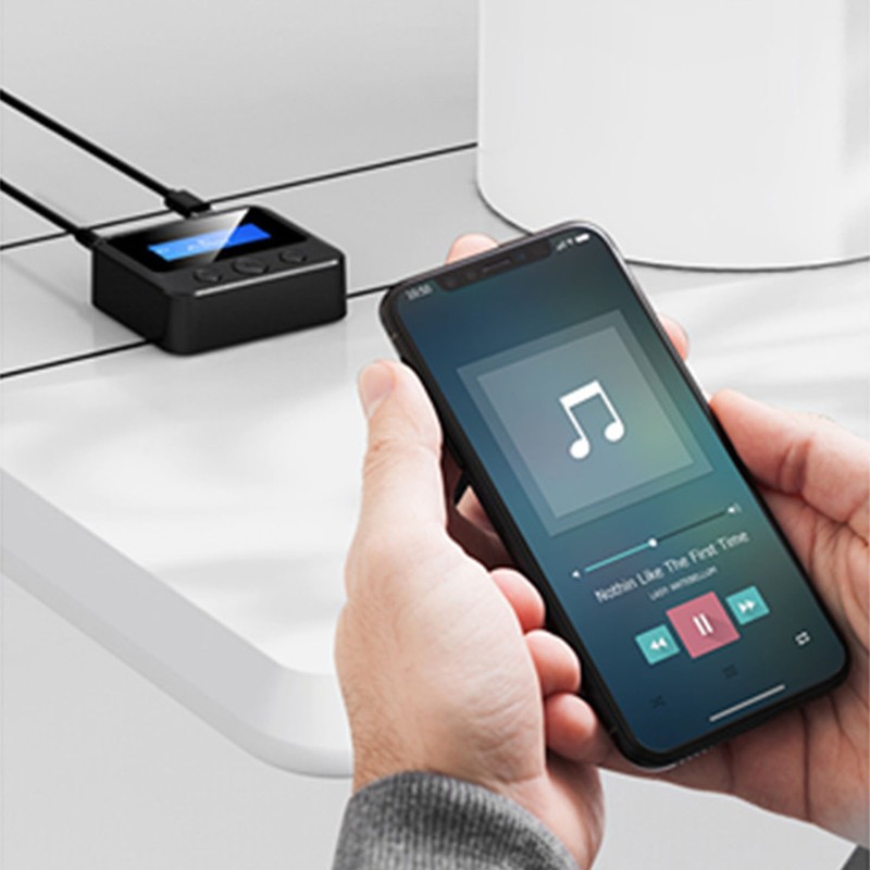 Bluetooth5.0 Receiver Transmitter 3.5MM Clear Screen Wireless Stereo Adapter for