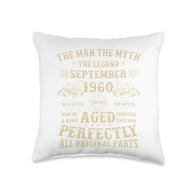 65th Birthday Gifts for Men September 1960 65 Year Old Bday Throw Pillow