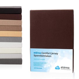 etérea Comfort Jersey Fitted Sheet in Various Sizes and Colours, Soft Fitted Sheet Made from 100% Cotton, Flat Sheet with Approx. 25 cm Base Height and 140 g/m²