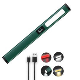 Small Rechargeable Pen Flashlights with COB Work Light, Portable LED Pocket Flashlight 1000 Lumens Bright Flashlights for Home, Car, Emergencies, with USB-C Charge, 6 Light Modes, LCD Display (Green)