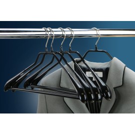 Mawa by Reston Lloyd BodyForm Series Non-Slip Space-Saving Clothes Hanger with Bar for Pants, 16-1/2", Style 42/LS, Set of 5, Black