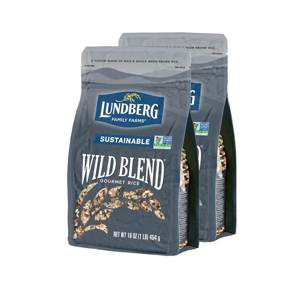 Lundberg Family Farms - Wild Blend Rice, Pantry Staple, Great for Cooking, Versatile, Rich Color, Full-Bodied Flavor, Whole Grain, Non-GMO, Gluten-Free, Vegan, Kosher (16 oz, 2-Pack)