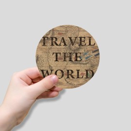 Luckluccy 50 Pieces Travel The World Sticker Graphic Antique Old Map Sticker Decal Distressed Lettering Saying Peel and Stick Sticker Vinyl Stickers for Boys Girls Teachers Reward Craft 4inch