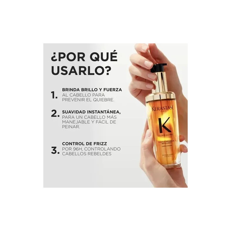 Aceite Capilar Krastase Elixir Ultime LHuile Originale Reutilizable, Cabello Brillante,