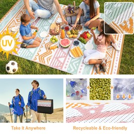 Lahome Outdoor Rug Waterproof, 5x8ft Reversible Outdoor Plastic Straw Rug for Camping Patio, RV Outdoor Rugs Outside, Outdoor Carpet for Porch Deck Backyard Balcony Picnic(Blue/Yellow,5'x 8')