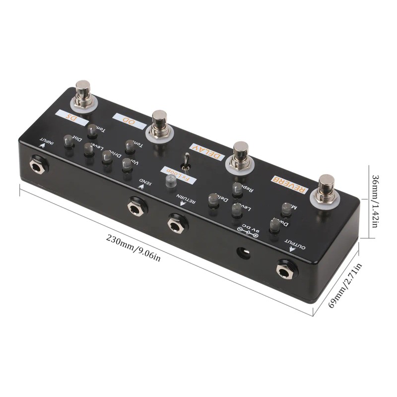 Pedal De Efecto Multi Efeitos Overdrive Distorsión Fx Loop