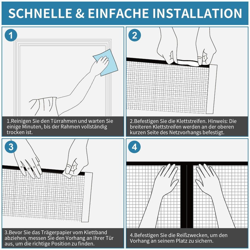 Fibreglass Net Fly Screen Door Magnet with 2 Curtain Ties,