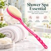 2-in-1 Long Handle Bath Brush with Soft Loofah & Bristles,