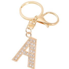 Alphabet Keychain Initial Letter Keyring Gifts for Women Teenage Girls, Cute Crystal Glitter Sparkling Key Ring Handbags Charm Accessories(A)