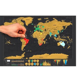 QSLKI Markeable Scratchable World Map, to Mark Your Past and Future Adventures, World Map Wall Art Atlas - Travel Map, Classroom Decoration or Geography Gift, Travel Check in Travel Footprint Record