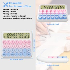 DECKLIT Battery Desk Calculator - 12 Digit, Extra Large 5-Inch LCD Display, Big Buttons, 15 Tilt Screen, Kids Calculator (Pink)