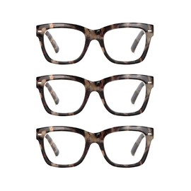 FUPRECIOUS Tortoise Reading Glasses Men Women Oversized Square Magnifying Spring Hinge Readers Glasses ((3 Pack) Gray Tortoise, 2, x)
