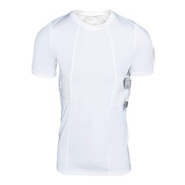 Graystone CCW Holster T-Shirt for Men- Crew Neck Compression Conceal Carry Tactical Clothing (3X, White)