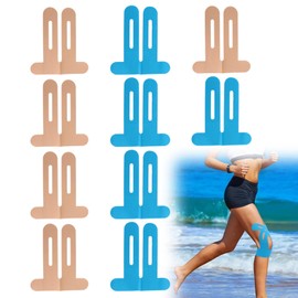 Vorgeschnittener Muskelpatch Knieschoner, 10 Stück Wasserfestes Elastisches Physio, Knie Tape Bandage Knie Stabilisierung Knieschoner und Schmerzlinderung, für Gelenke und Muskeln（blaue，Hautfarbe）