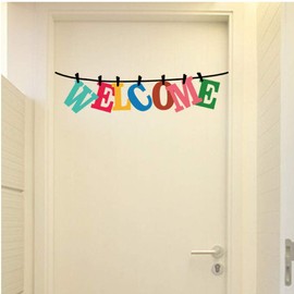 BooDecal 22.9 in x 5.9 in Quote Series Colorful Welcome to Our Home Wall Lettering Above Door Welcome Stickers Murals Quotes Sayings Home Art Décor Decals for Door Entrance Living Room