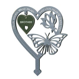 Garden Memorial Plaque for Brother Garden Stakes Grave Markers Cemetery Weatherproof Inserted Yard Sign Heart Shaped With Butterfly Flower Ornament Memorial Plaques and Garden Signs Present