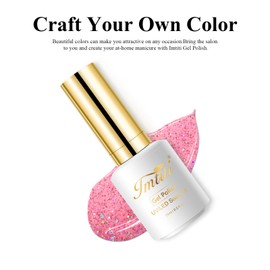 Imtiti Glitter Gel Nail Polish, 0.5 Fl Oz Pink Glitter Gel Polish Soak Off LED U V Nail Gel Polish Nail Polish DIY Nail Art Starter Manicure Salon Gel Nail Polish Kit for Women Girls