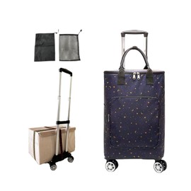 Nimsayhexg Foldable Aluminum Alloy Shopping Trolley with Insulated Bag, Lightweight and Easy for Shopping, Outdoor Travel & Office Usey. (Starry Sky)
