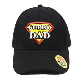 Black Embroidered Superdad Dad Father's Day Adjustable with Velcro Strap Baseball Cap Hat, Black, 5 1/8-8