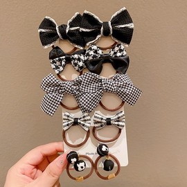 [YNOBUN] Kids Ribbon Bow Elastic Hair Accessories High Tail Hair Ties for Girls Elastic Hair Accessories - J