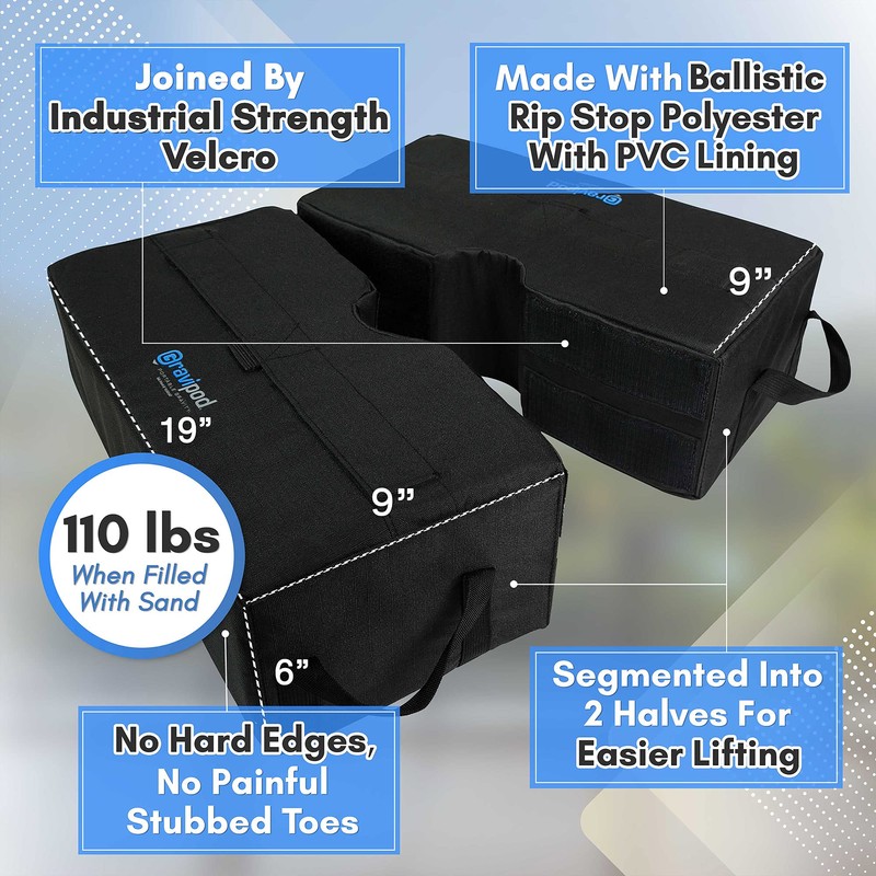 Gravipod DUO Square Detachable Umbrella Base Weight Bags, Up to