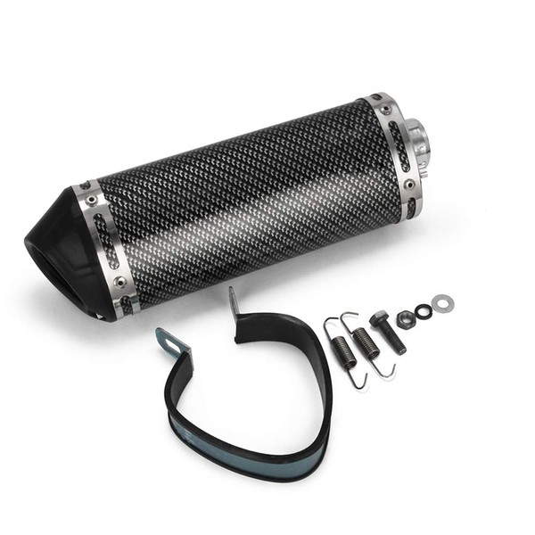 Universal 1.5" Inlet Exhaust Muffler With Removable DB Killer Slip On Dirt Street Bike Motorcycle Scooter - Carbon Fiber Color