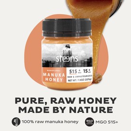 Steens Manuka Honey - MGO 515+ - Pure & Raw 100% Certified UMF 15+ Manuka Honey - Bottled and Sealed in New Zealand - 7.9 oz Jar