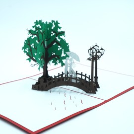 GIA KHANH Bridge of Love Pop Up Card - 3D Greeting Card for Birthday, Anniversary, Wedding and All Occasions - Express Your Love with Paper Art