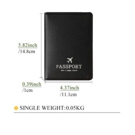 Passport Holder Travel Accessories Faux RFID Blocking PU Leather Upgrade Version Passport Covers Passport Wallet (Black)