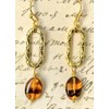 Etched Gold Earrings with Tortoise Beads Jewelry Earrings for Women