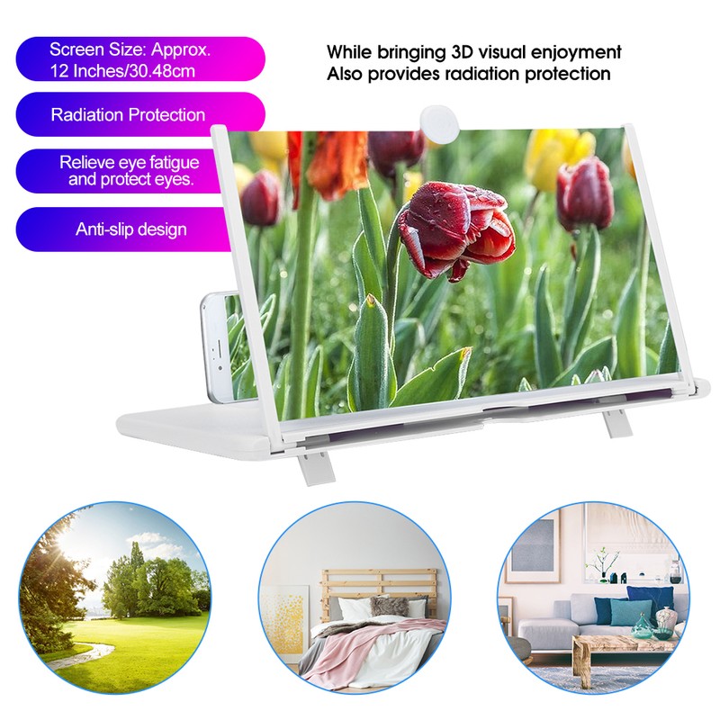 Universal 12in Phone Screen Magnifier Folding Display Magnifying Amplifier 3D