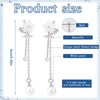 Silver Pearl Flower Dangle Earrings, Dainty Long Chain Dangle Pearl