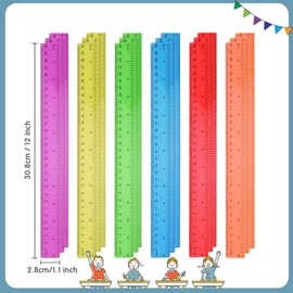 18 Pcs Rulers, Colorful Clear Plastic Ruler 30cm/12 inch, Straight Ruler, Drafting Measuring Tool for Kids Student School Classroom Home Office, with Inches and Centimeters