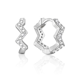 Shuxin Silver Hoop Earrings for Women 925 Sterling Silver Hoops Earrings Hypoallergenic Cartilage Sleeper Earrings with Cubic Zirconia Novel Irregular Earrings for Girls