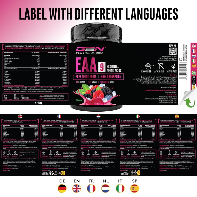 Gen German Elite Nutrition EAA Powder - 532 g -