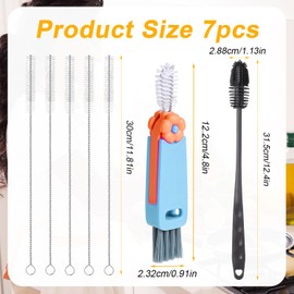 6pcs Bottle Cleaner Brush Set for Yeti, 5pcs Stainless Steel Nylon Straw Cup Lid Brushes Plastic Water Bottle Straw Cleaning Brush Compatible with Yeti 25/26/35/42oz