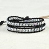 KELITCH 2 Wrap Crystal Beaded Leather Bracelet Handmade Adjustable Cuff