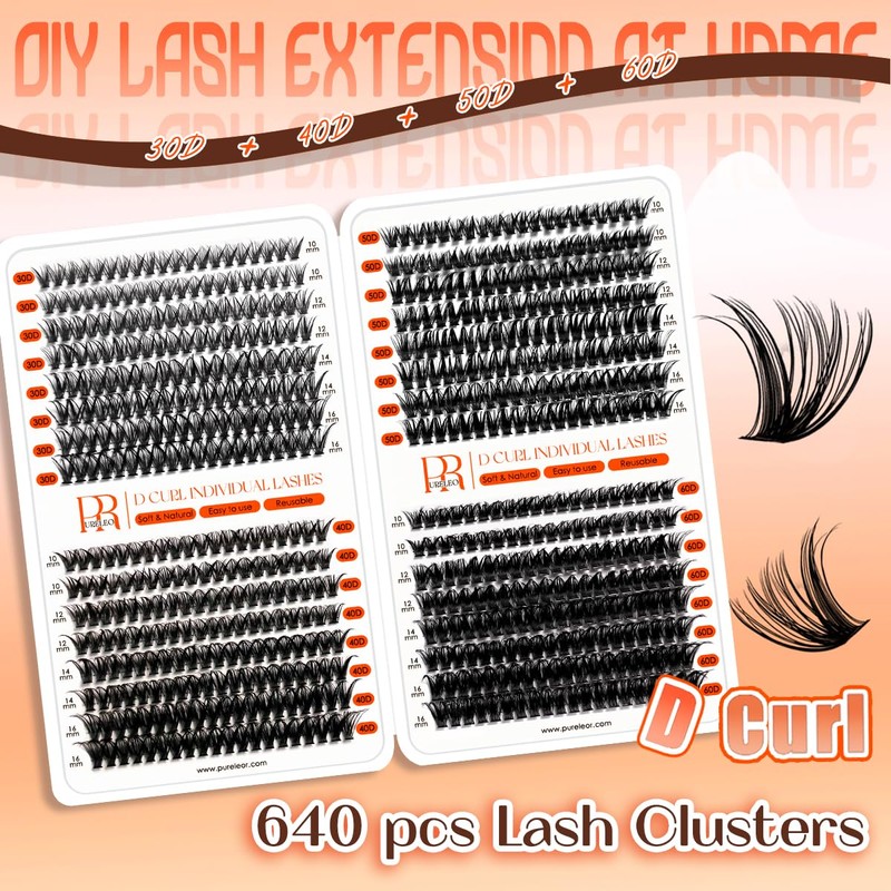 Cluster Lashes D Curl 640pcs Individual Eyelashes Natural Look 10-16