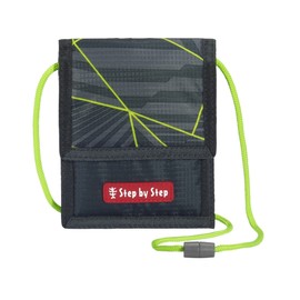 Step by Step Dark Cat Chic Neck Pouch with Window Zip Coin Pocket Key Attachment Neck Bag for 1st to 4th Grade Green/Black, Dark Cat Chiko - Black/Green