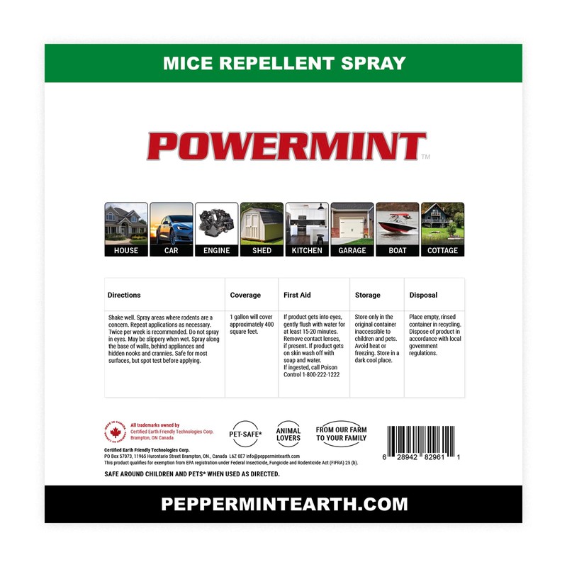 Powermint 1 Gallon Peppermint Oil Mice Repellent Spray