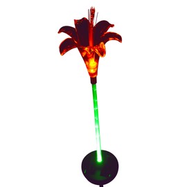 Solaration 1001G Solar Lily Flower Garden Light with Green-Lit Stem, 30-Inch