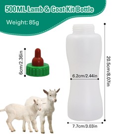 Abustle Pig Lamb & Goat Feeding Bottle, 500ml, 2 Pack, Reusable, BPA Free, Plastic & Rubber, Medium Flow, Animal Care, All Ages